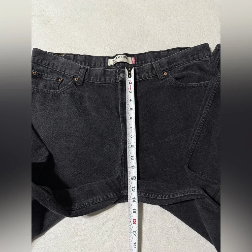 Levis 550 Jeans Mens 42x31 Black Relaxed Tapered Dark Wash‎ Y2K